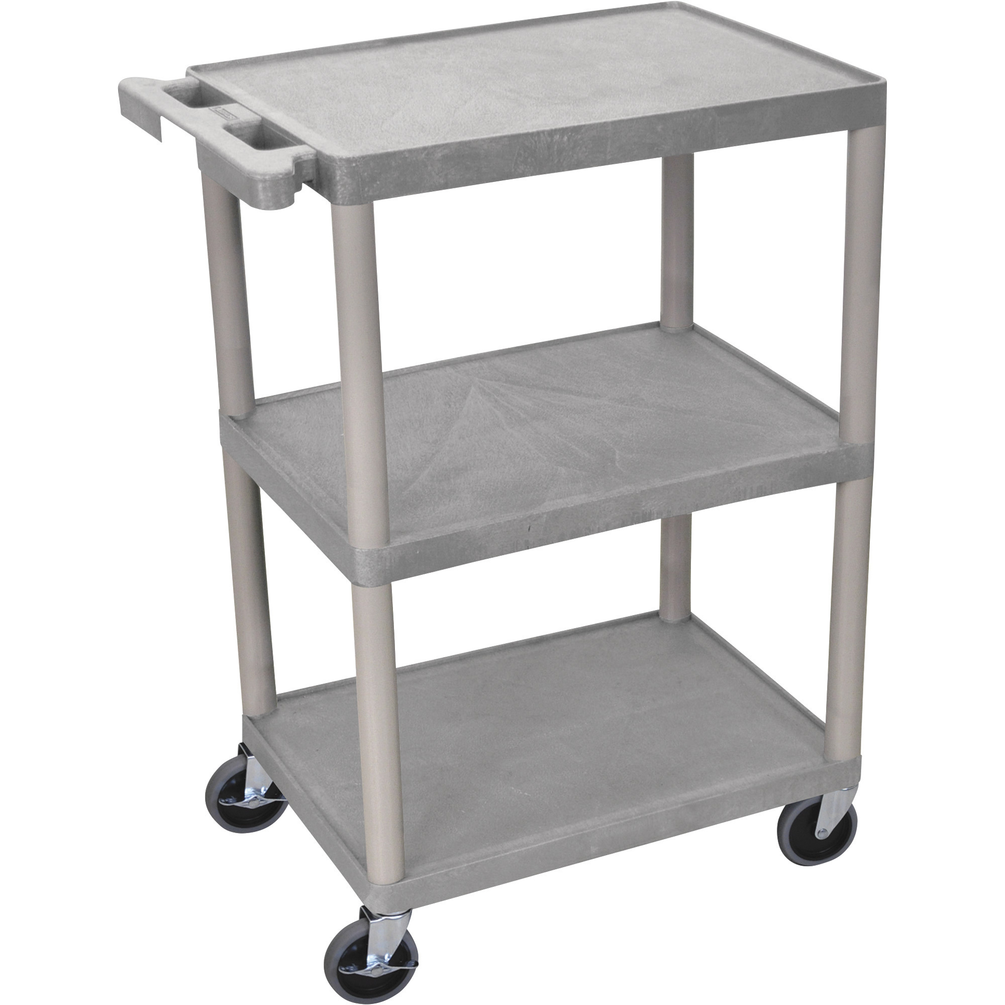 Luxor Multipurpose Utility Cart, 3 Shelves, Gray, 300-Lb. Capacity, Model# HE34-G